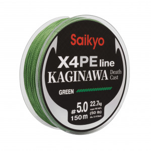 Шнур Saikyo KAGINAWA X4PE 150m, зеленый #5 (0,41mm), 22,7kg Шнур Saikyo KAGINAWA X4PE 150m, зеленый #5 (0,41mm), 22,7kg