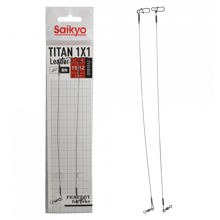Поводок Saikyo Titan 1x1 STO1512, 12кг/15см, 2шт